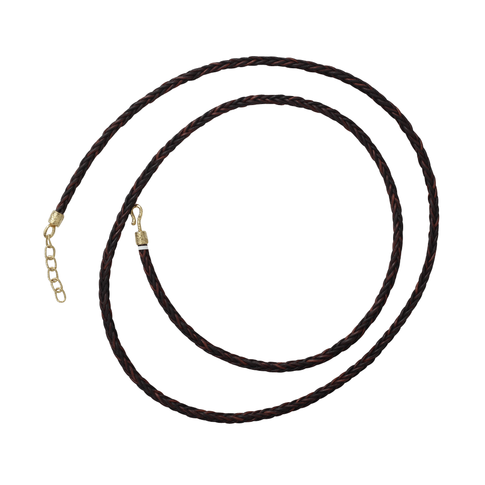 PAMELA HUIZENGA-Long Leather Necklace-YELLOW GOLD