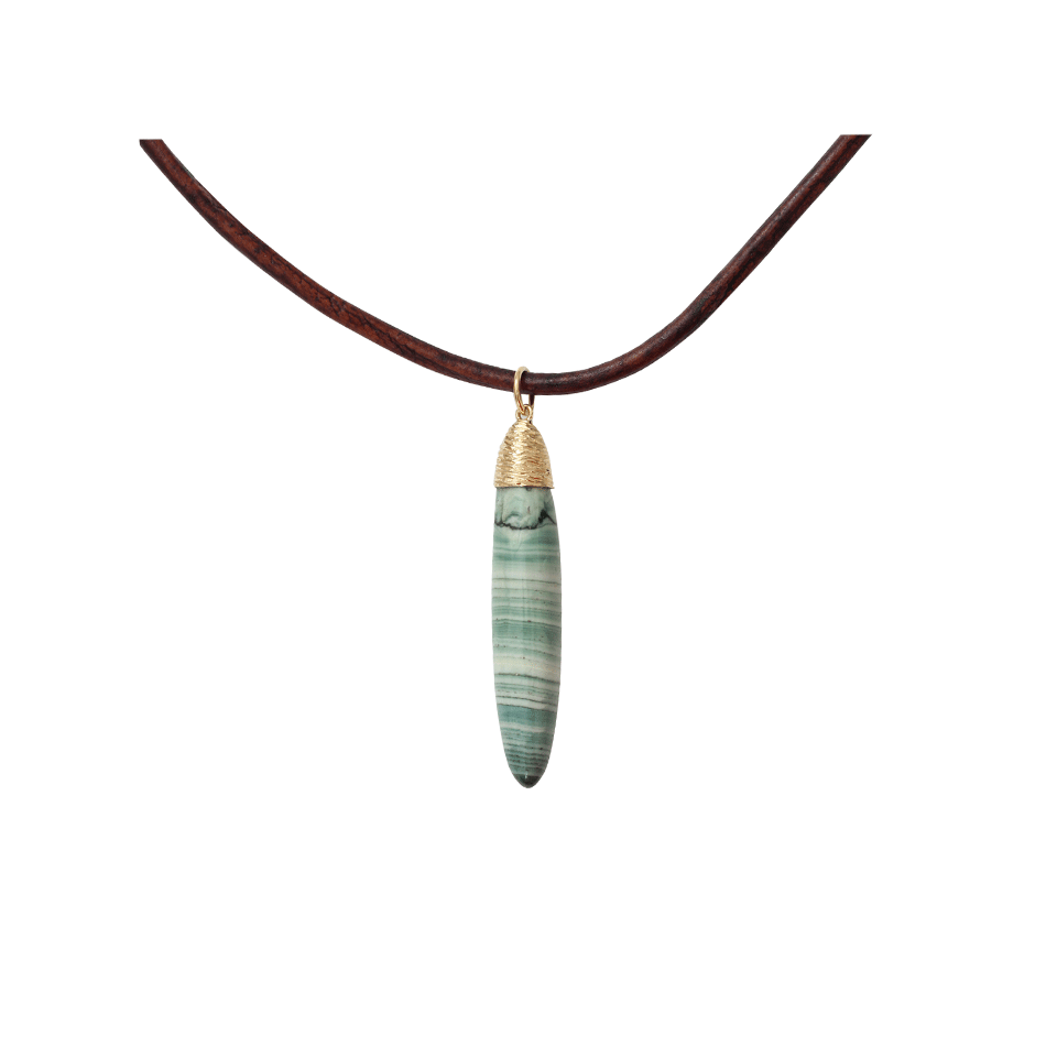 PAMELA HUIZENGA-Saturn Chalcedony Pendant-YELLOW GOLD