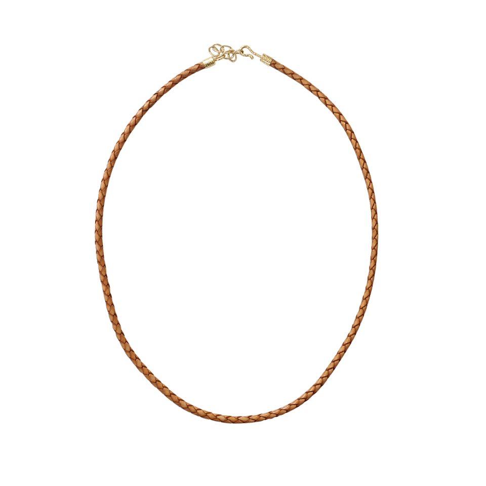 PAMELA HUIZENGA-Short Leather Necklace-YELLOW GOLD