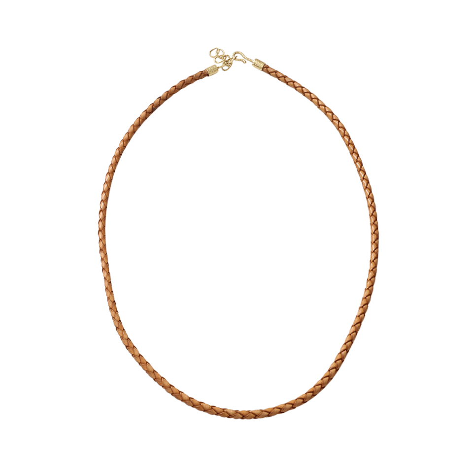 PAMELA HUIZENGA-Short Leather Necklace-YELLOW GOLD
