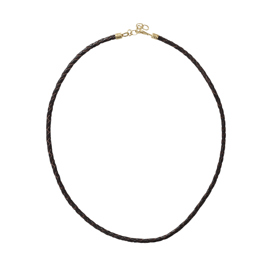 PAMELA HUIZENGA-Short Leather Necklace-YELLOW GOLD