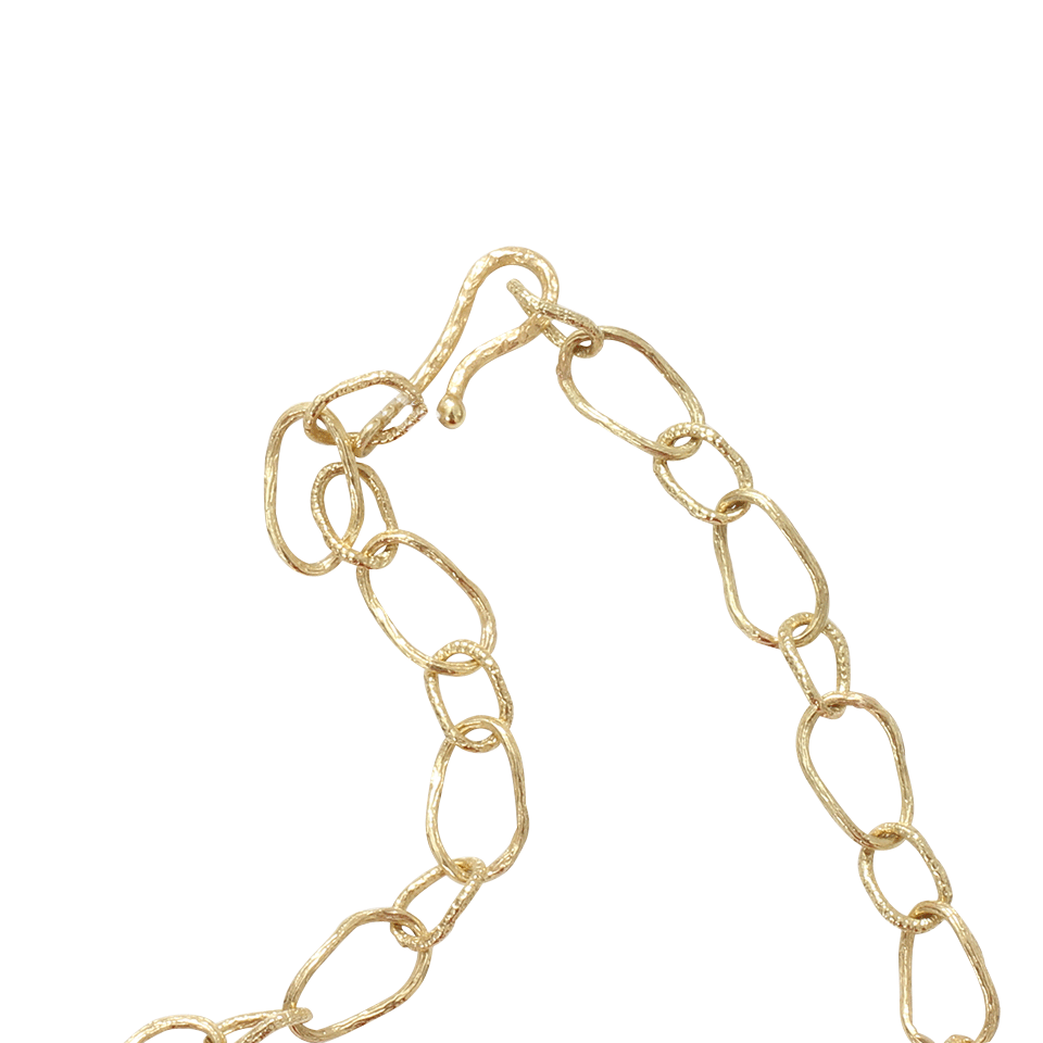 PAMELA HUIZENGA-Textured Chain Link Necklace-YELLOW GOLD