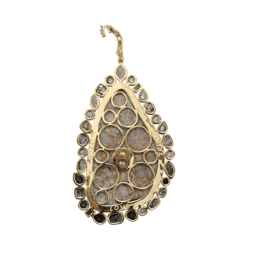 PAMELA HUIZENGA-Turquoise Pendant With Garnet Nugget Chain-YELLOW GOLD