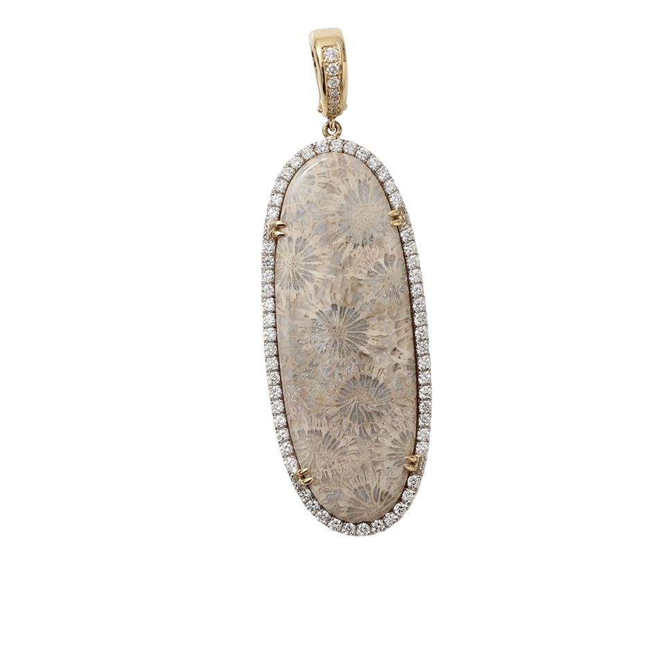 PAMELA HUIZENGA-Agatized Coral Pendant-YELLOW GOLD