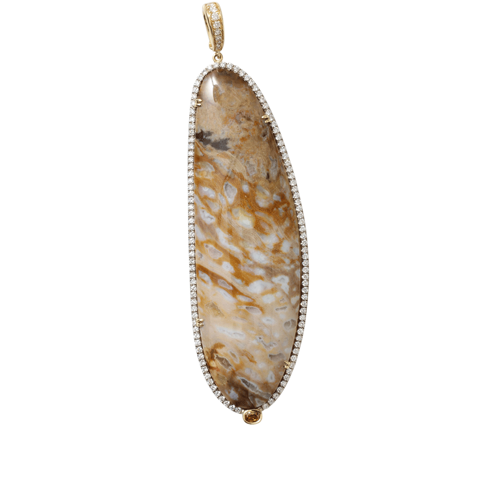 PAMELA HUIZENGA-Fossilized Wood Pendant-YELLOW GOLD
