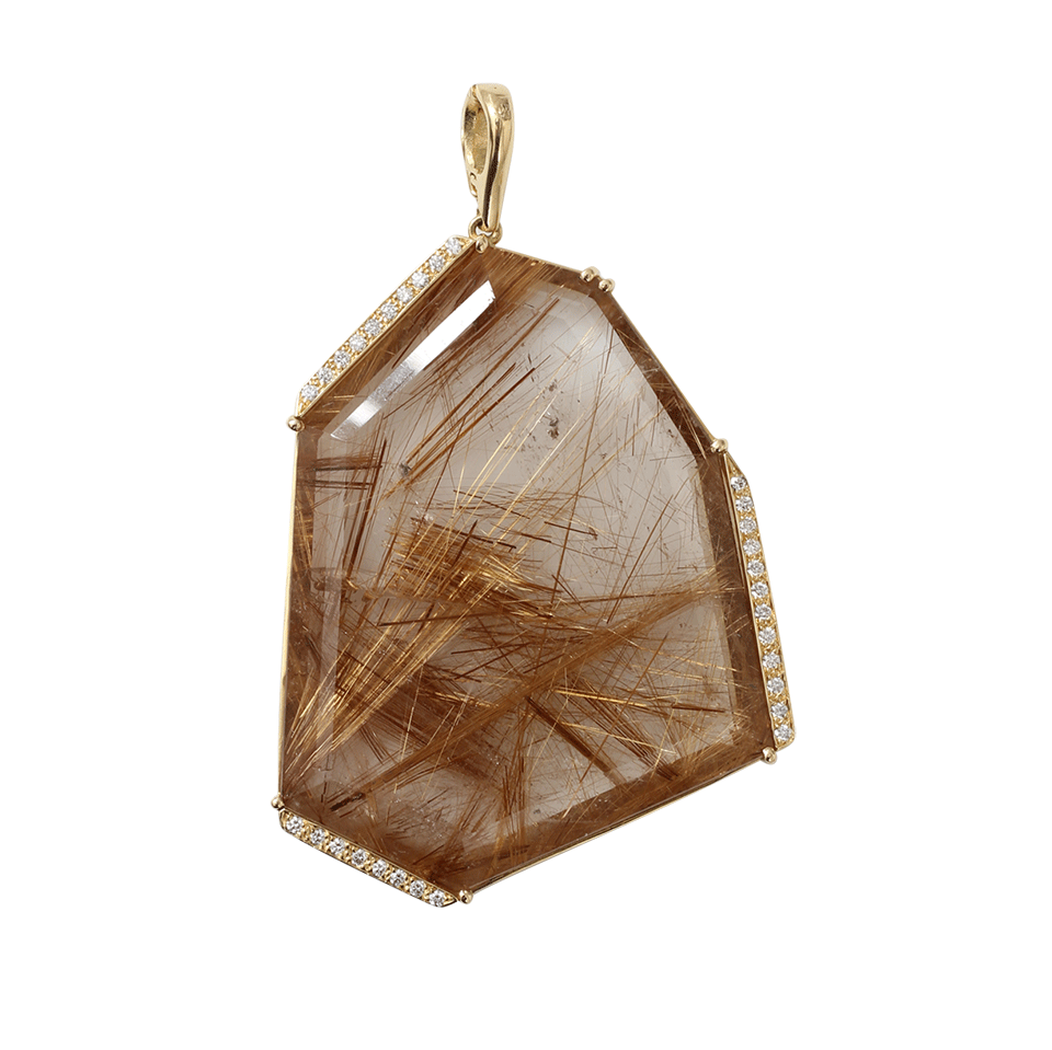 PAMELA HUIZENGA-Freeform Rutilated Quartz Pendant-YELLOW GOLD