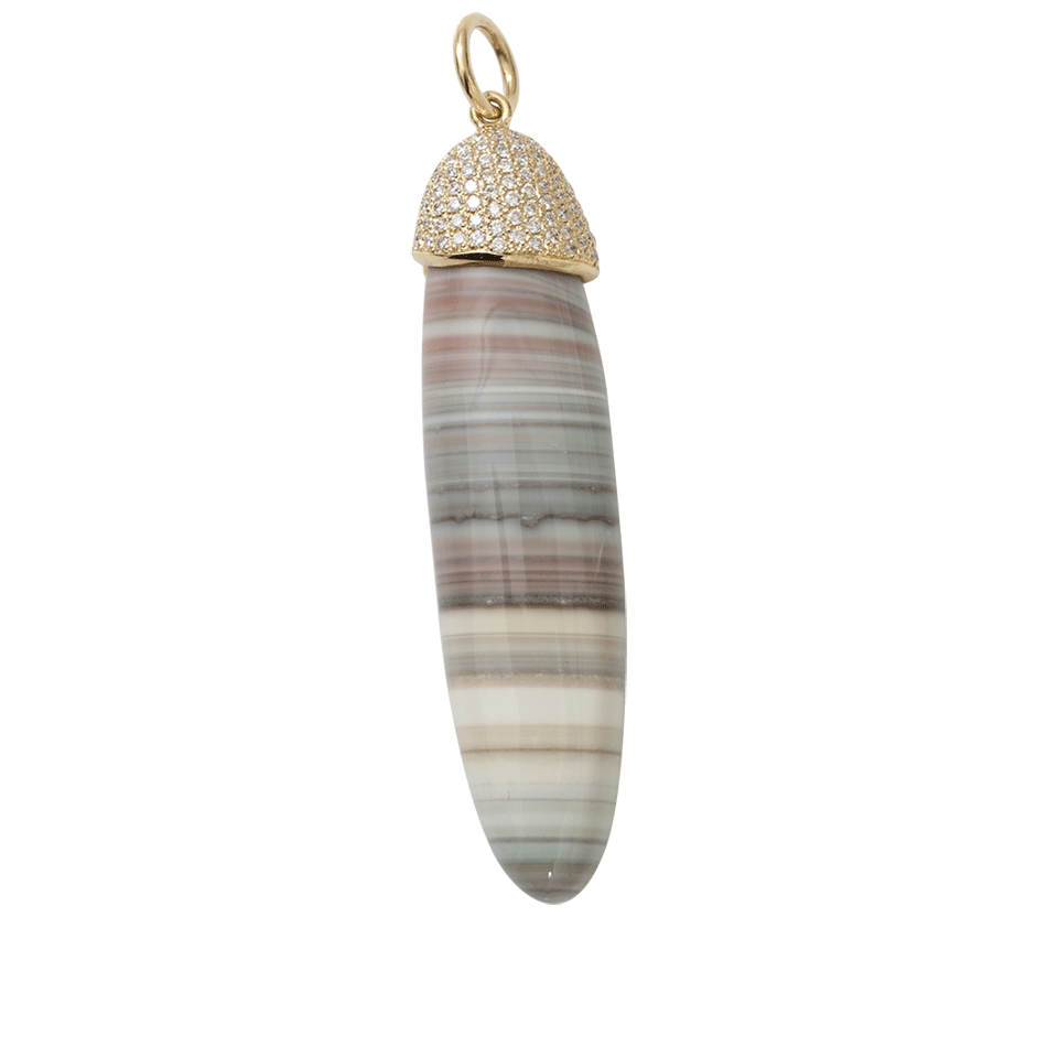 PAMELA HUIZENGA-Saturn Chalcedony Pendant-YELLOW GOLD