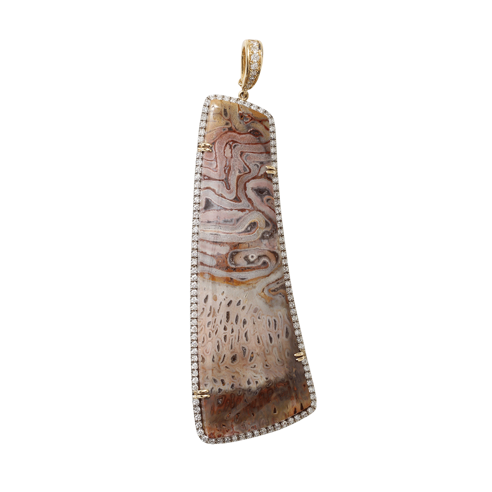 PAMELA HUIZENGA-Xaxim Fossilized Fern Pendant-YELLOW GOLD