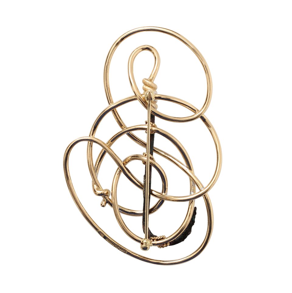 PAMELA HUIZENGA-Diamond Fishing Hook And Line Brooch-YELLOW GOLD