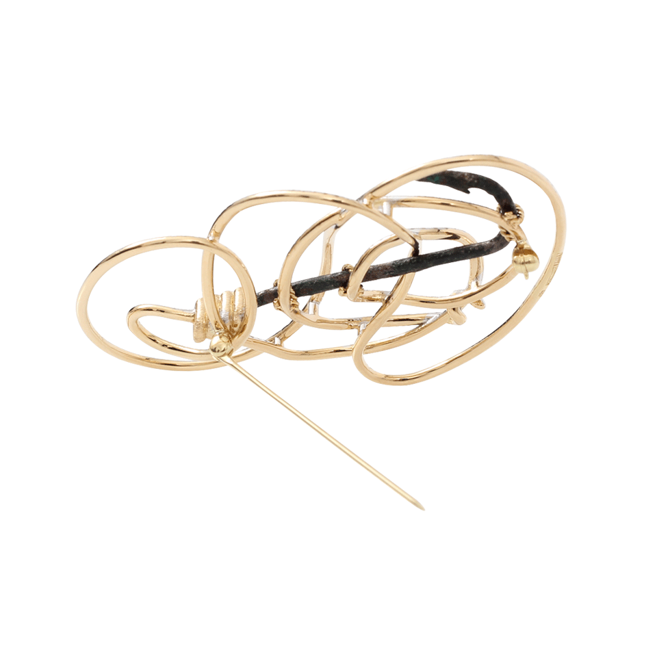 PAMELA HUIZENGA-Diamond Fishing Hook And Line Brooch-YELLOW GOLD