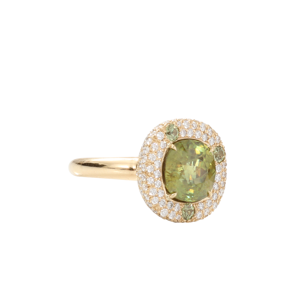 PAMELA HUIZENGA-Sphene And Diamond Ring-YELLOW GOLD