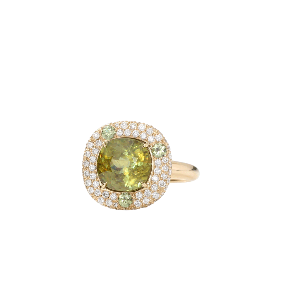 PAMELA HUIZENGA-Sphene And Diamond Ring-YELLOW GOLD