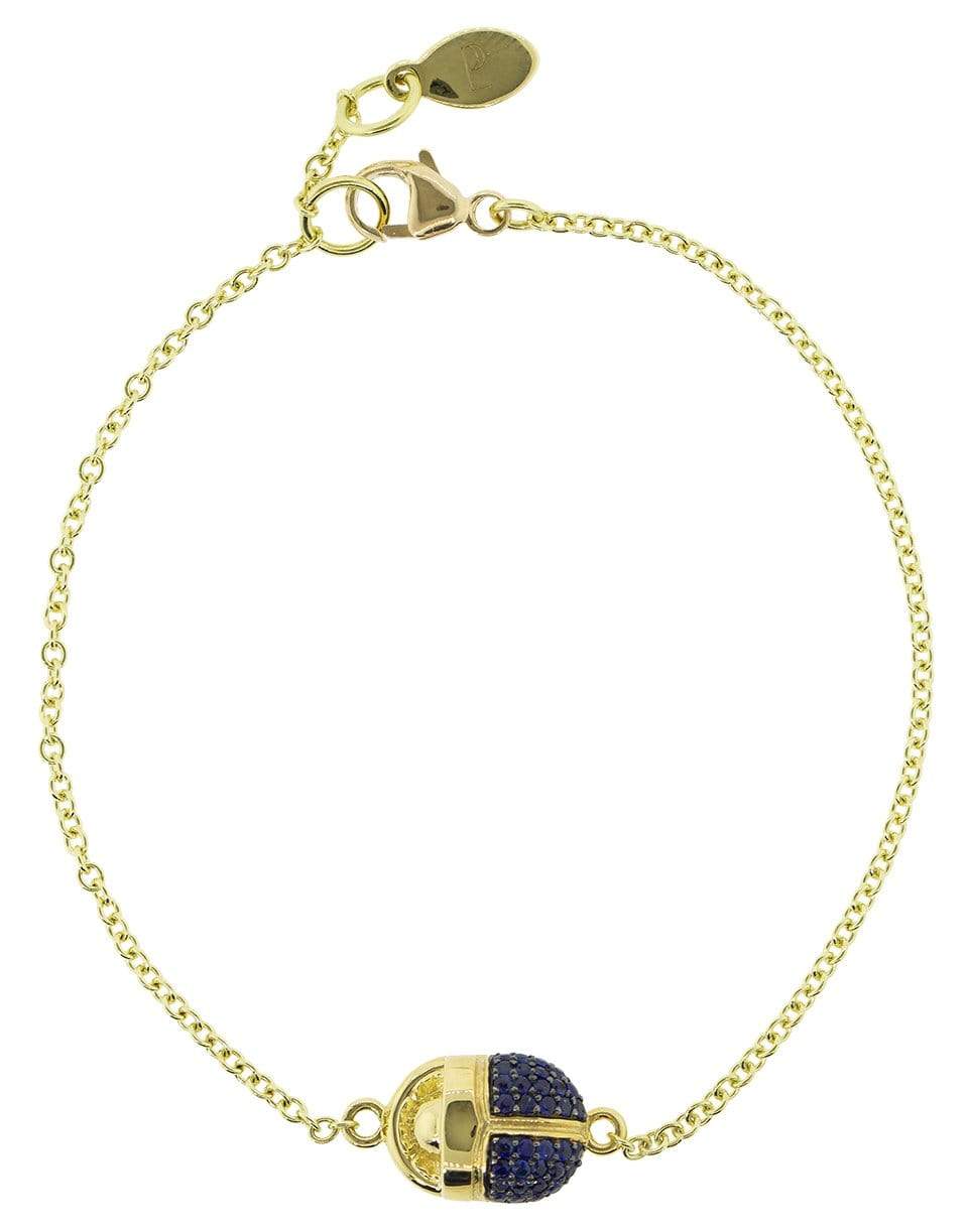 PAMELA LOVE-Pave Blue Sapphire Scarab Bracelet-YELLOW GOLD