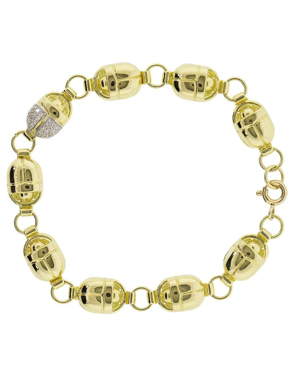 PAMELA LOVE-Pave Diamond Scarab Link Bracelet-YELLOW GOLD
