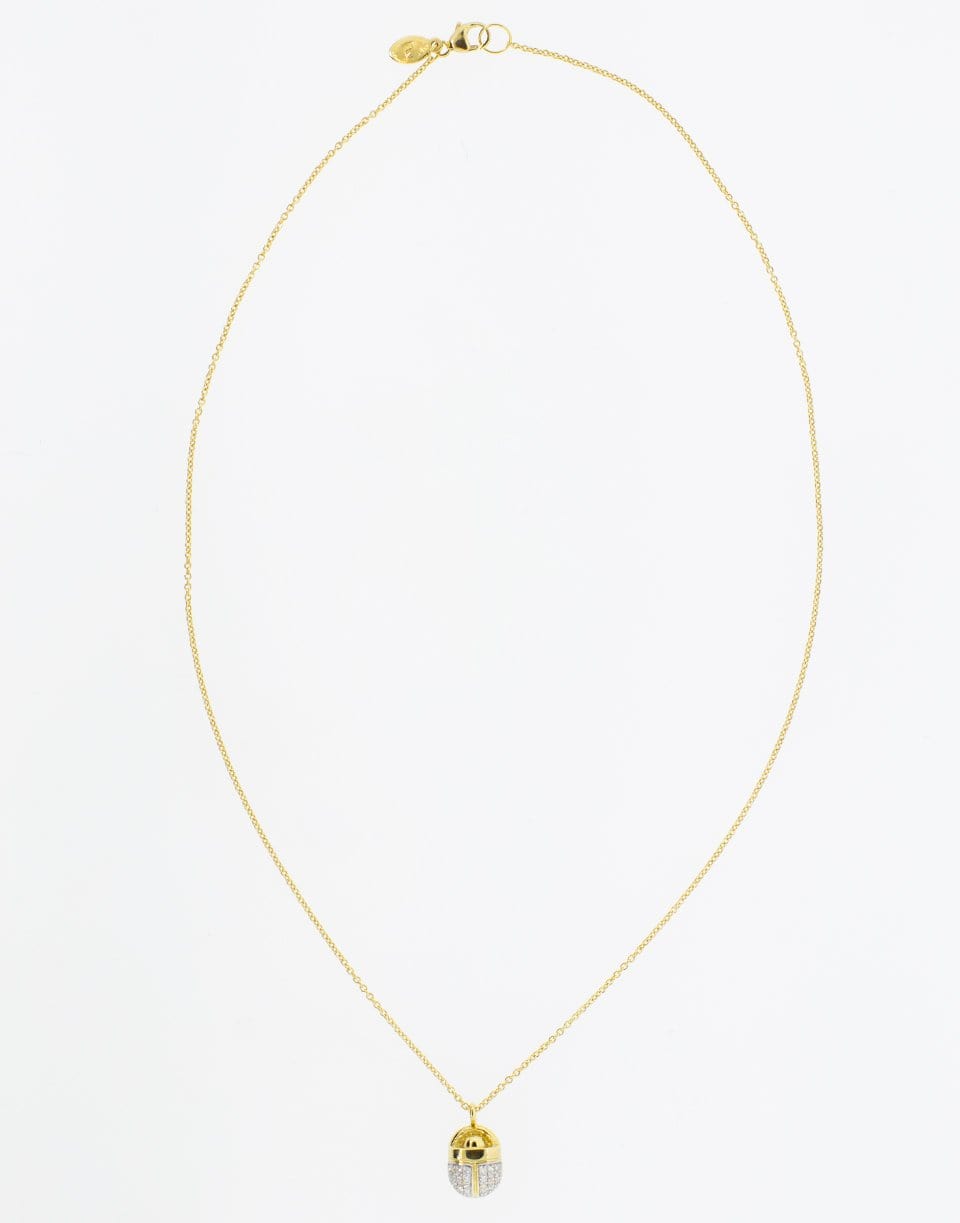 PAMELA LOVE-Pave Diamond Scarab Necklace-YELLOW GOLD