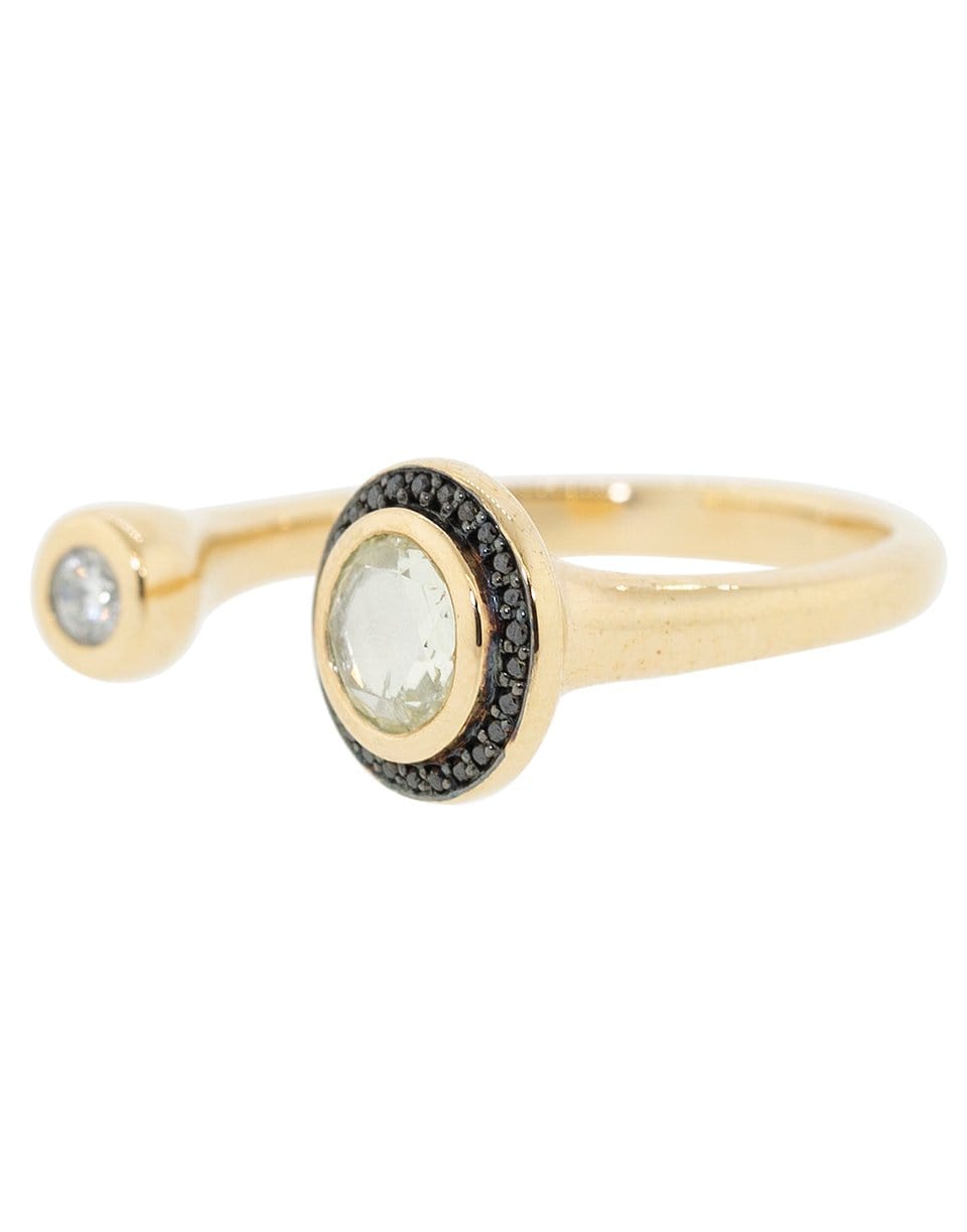 PAMELA LOVE-Black and White Diamond Gravitation Ring-ROSE GOLD