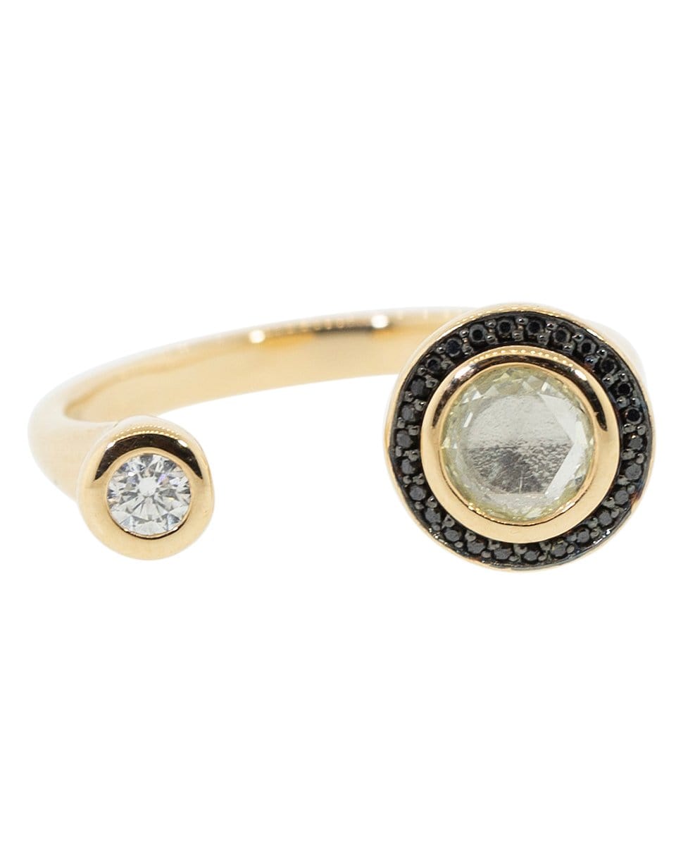 PAMELA LOVE-Black and White Diamond Gravitation Ring-ROSE GOLD