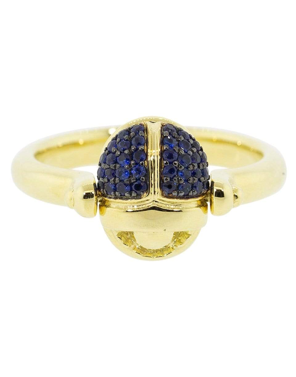 PAMELA LOVE-Pave Sapphire Rotating Scarab Ring-YELLOW GOLD