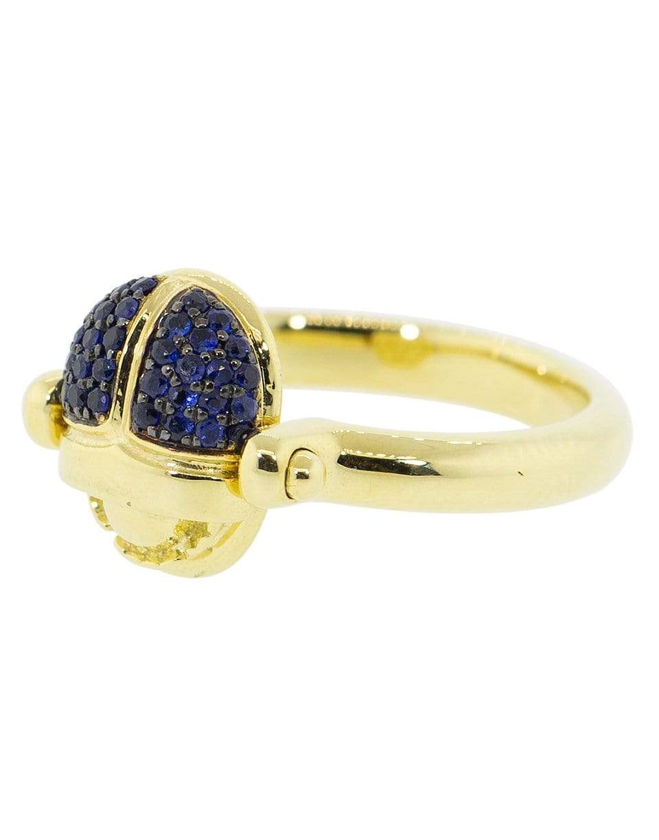 PAMELA LOVE-Pave Sapphire Rotating Scarab Ring-YELLOW GOLD