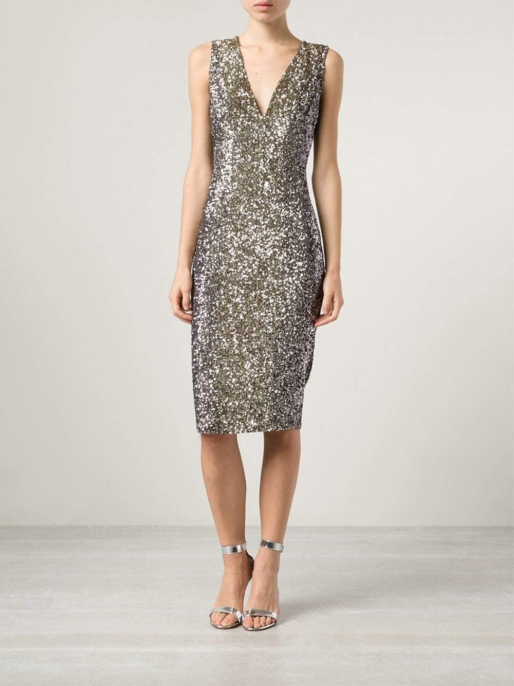 PAMELLA ROLAND-Ombre Signature Sequin Dress-GUNMETAL