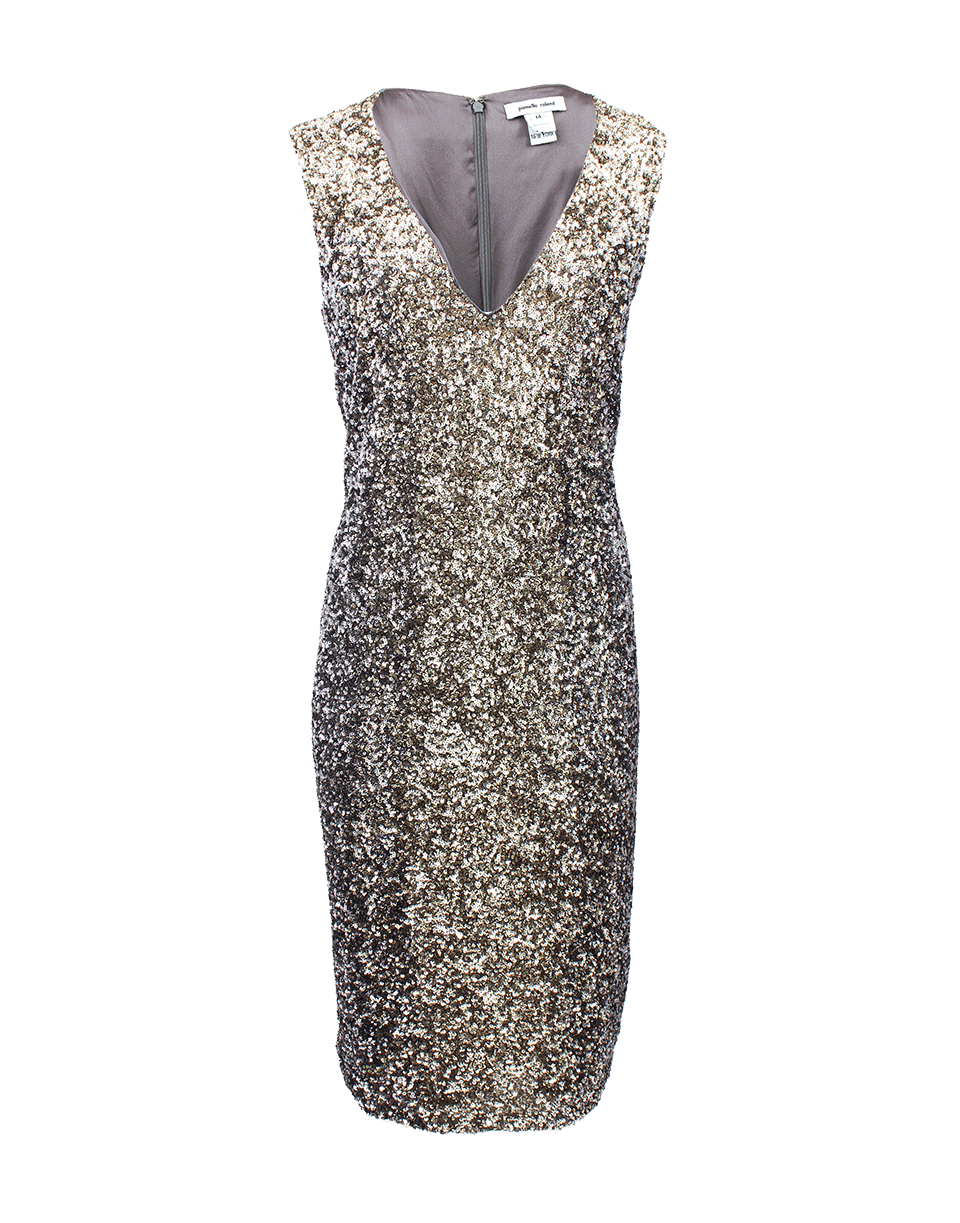 PAMELLA ROLAND-Ombre Signature Sequin Dress-GUNMETAL