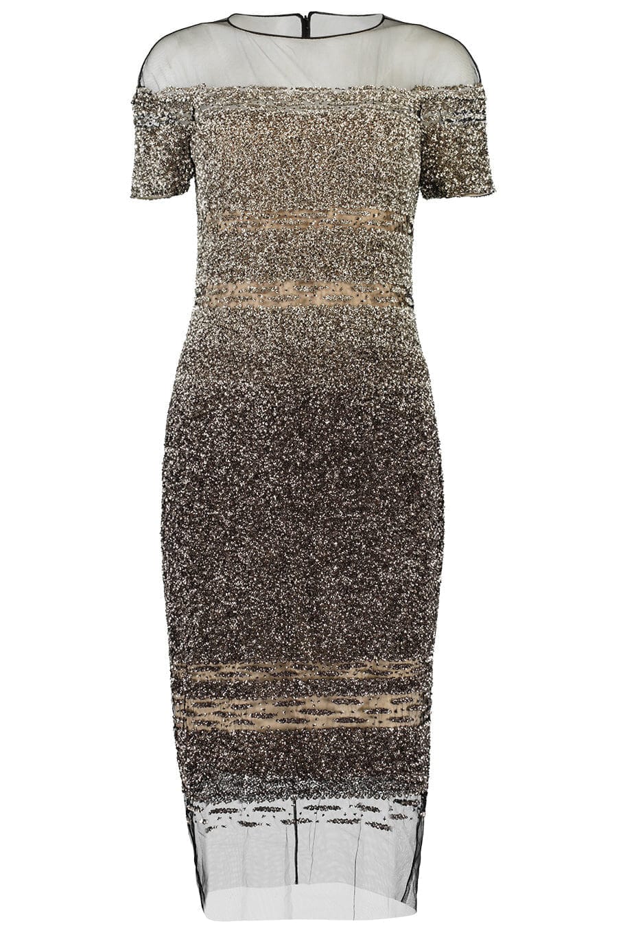 PAMELLA ROLAND-Signature Sequin Cocktail Dress - Smoke Bronze-