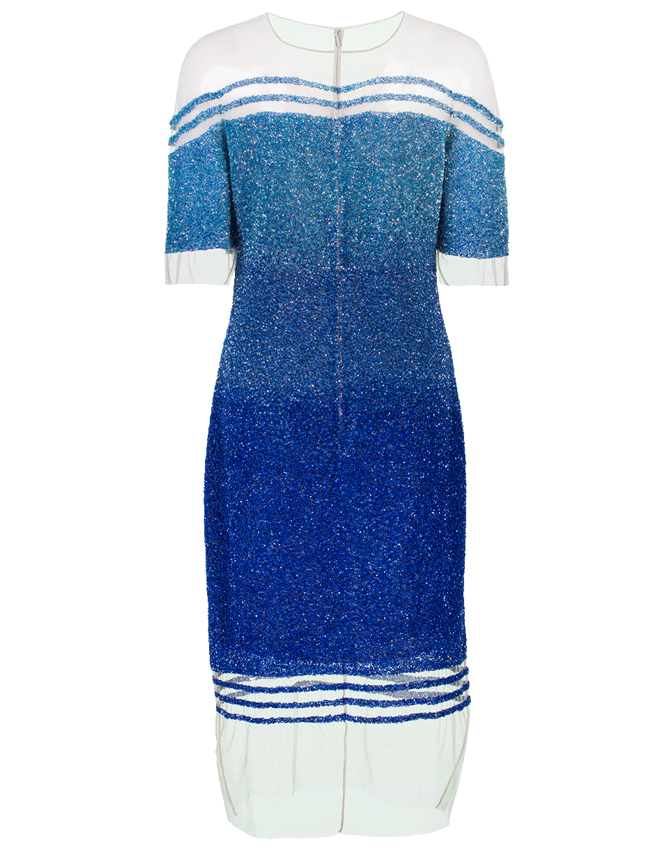 PAMELLA ROLAND-Sequin Stripe Dress-AQUA/COBALT