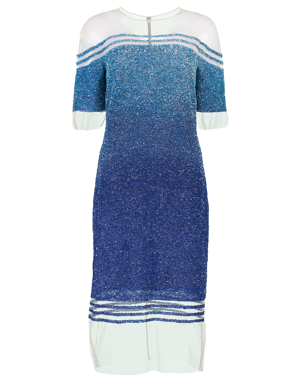PAMELLA ROLAND-Sequin Stripe Dress-AQUA/COBALT