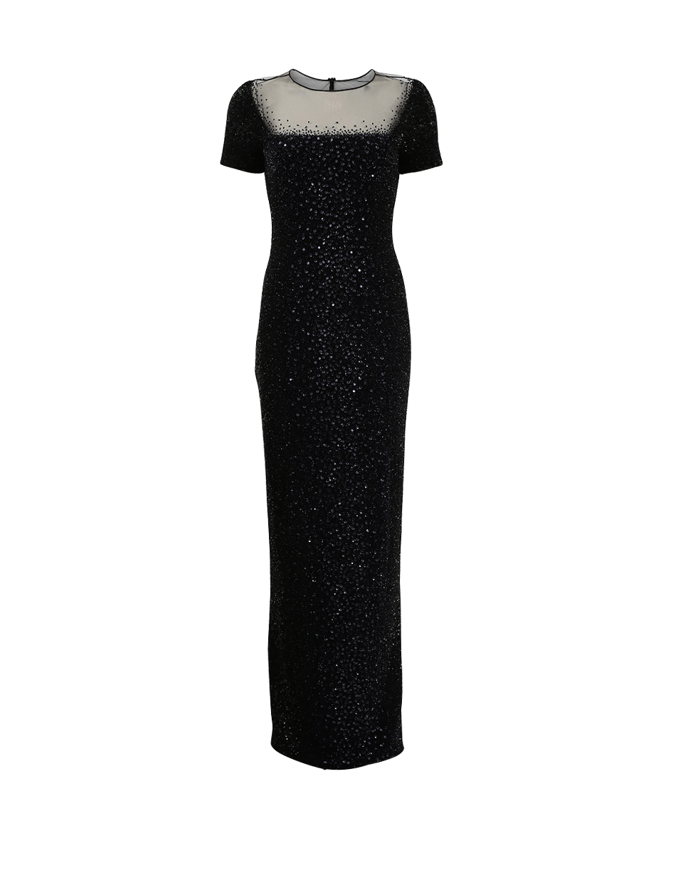 PAMELLA ROLAND-Vertical Ombre Sequined Gown-BLK/MID