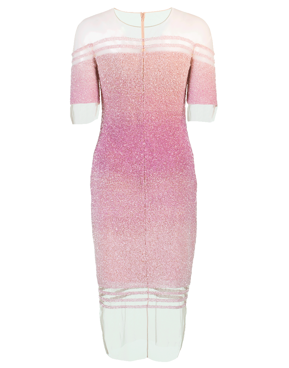 PAMELLA ROLAND-Sequin Stripe Dress-WHT/LIL