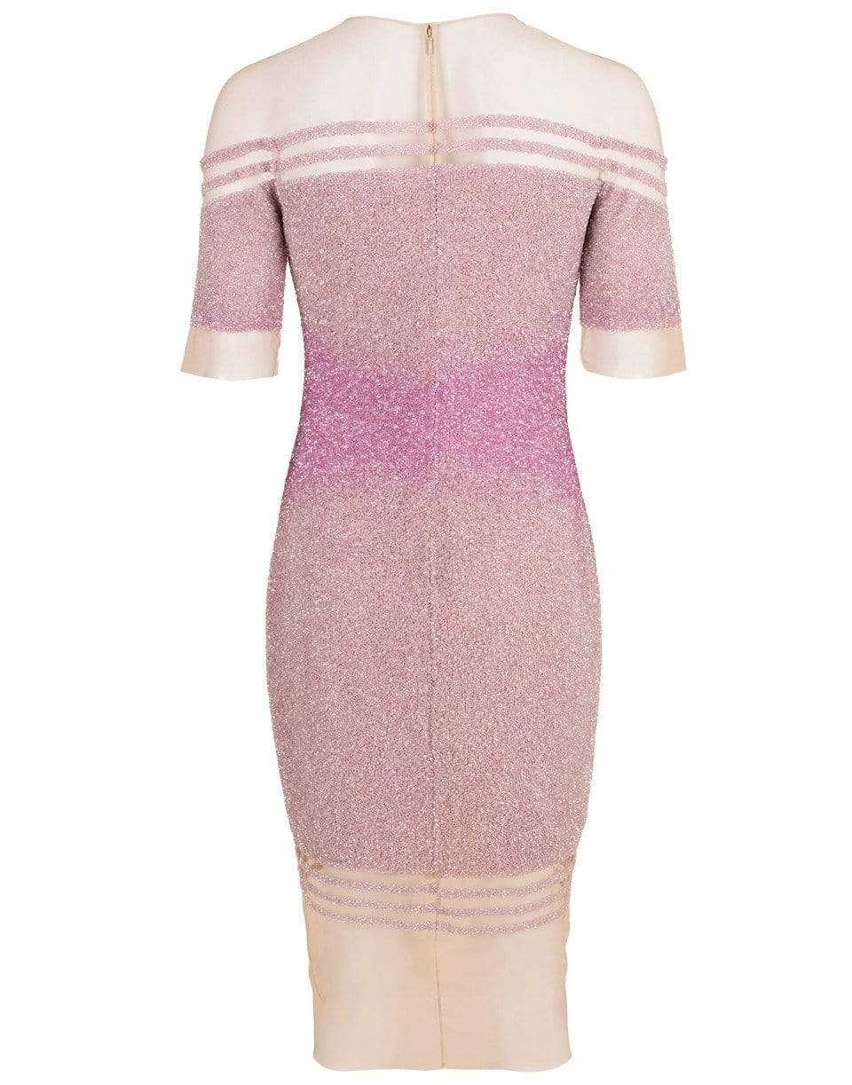 PAMELLA ROLAND-Off Shoulder Degrade Sequin Dress-