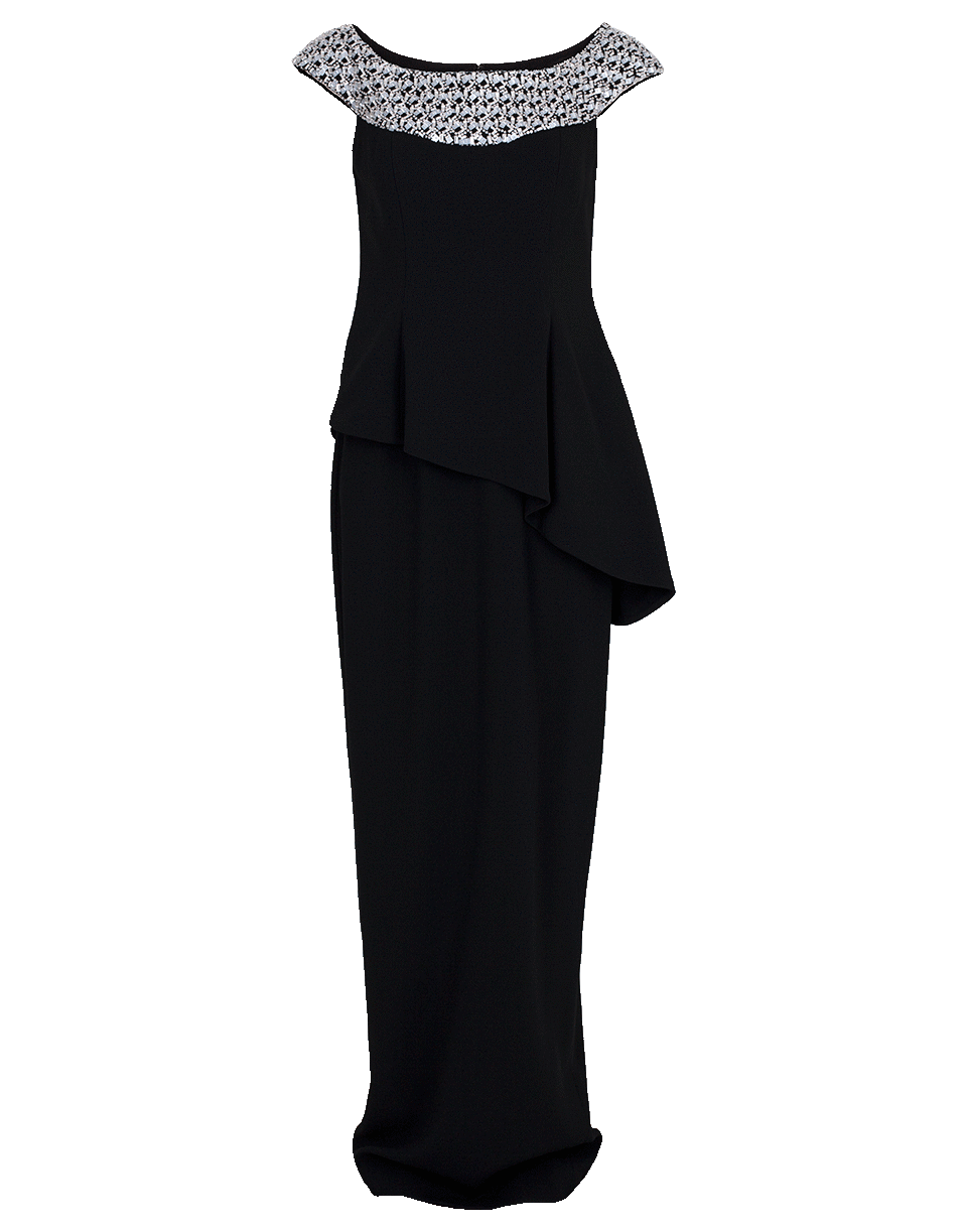 PAMELLA ROLAND-Off Soulder Crystal Beaded Gown-