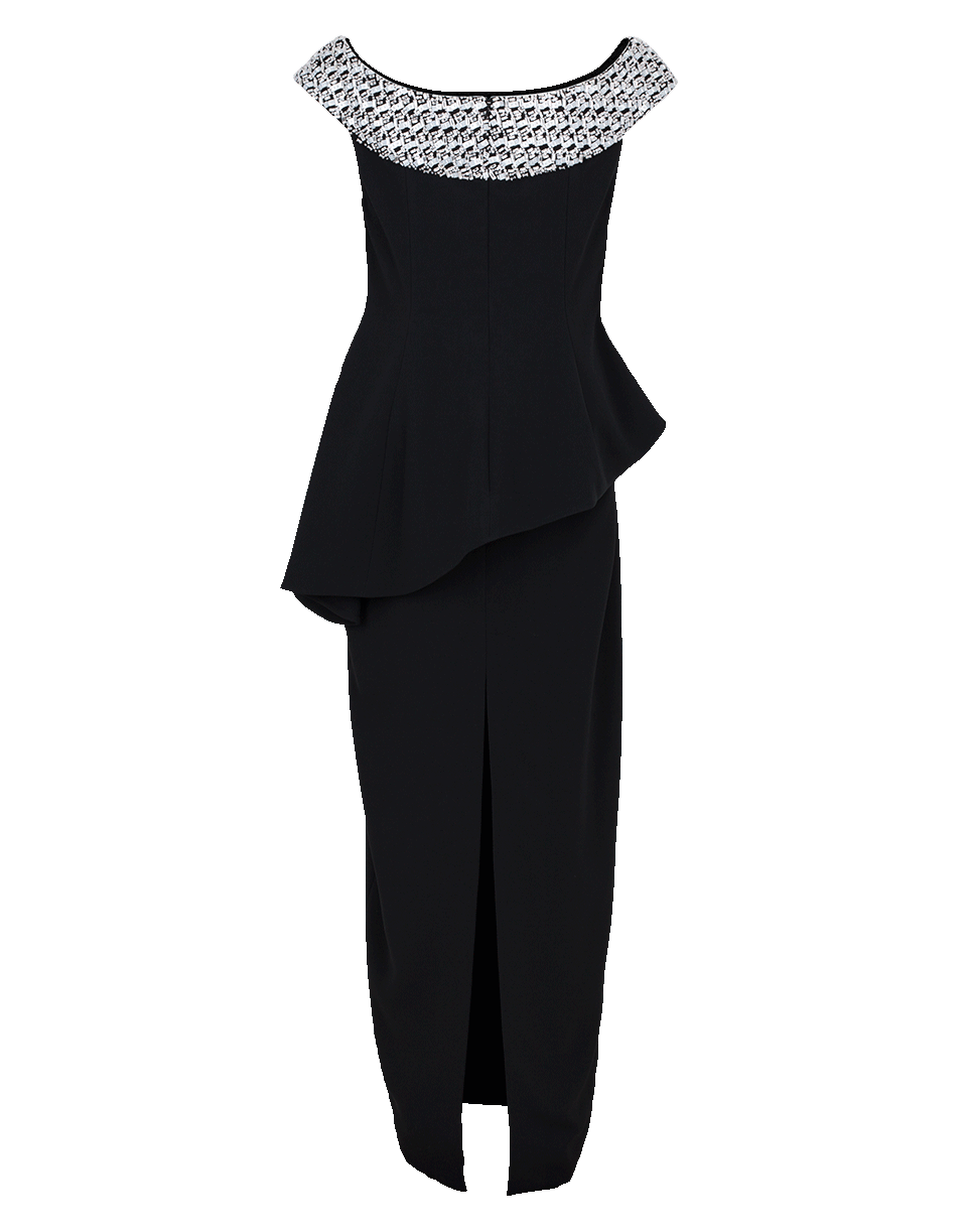 PAMELLA ROLAND-Off Soulder Crystal Beaded Gown-