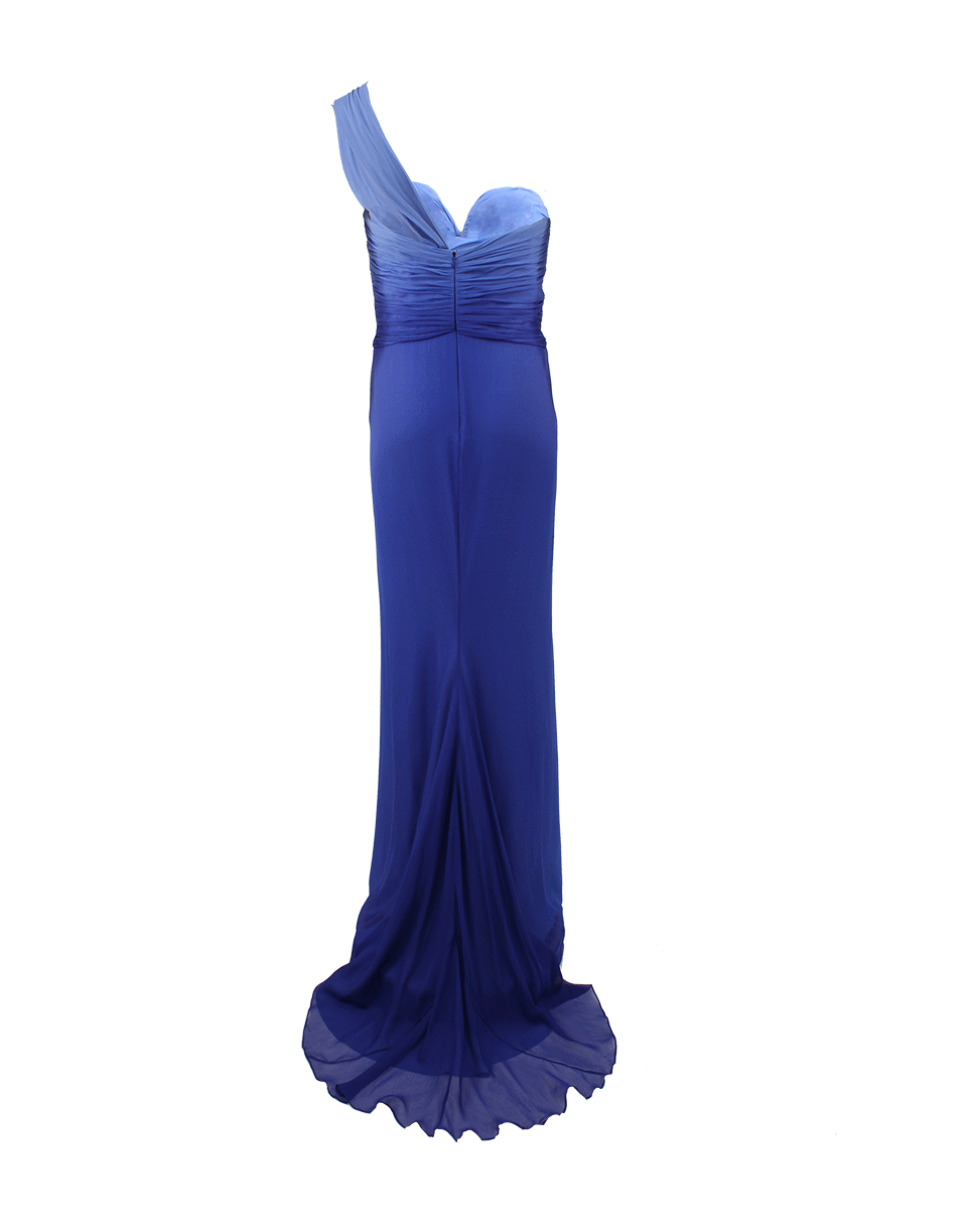 PAMELLA ROLAND-One Shoulder Sweetheart Gown-BLUE/WHT
