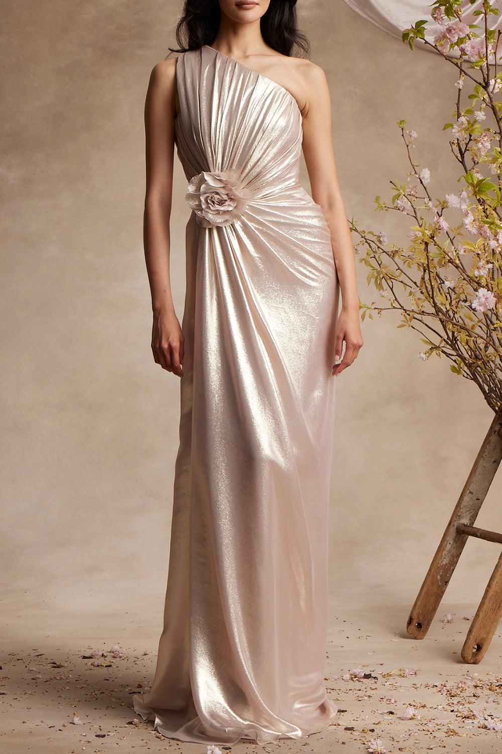 Sleeveless Drape Gown-CHAMPGNE-6-CLOTHINGDRESSGOWN-PAMELLA ROLAND
