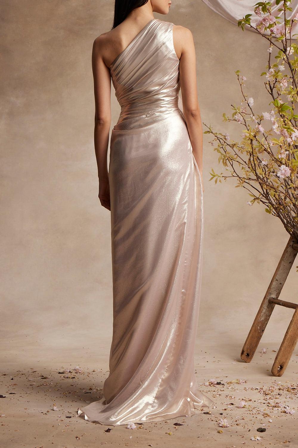 Sleeveless Drape Gown-CHAMPGNE-6-CLOTHINGDRESSGOWN-PAMELLA ROLAND