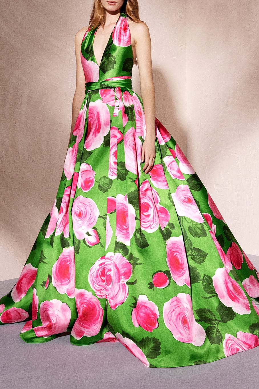 PAMELLA ROLAND-Mikado Halter Gown-