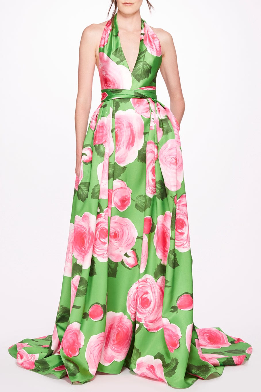 PAMELLA ROLAND-Mikado Halter Gown-