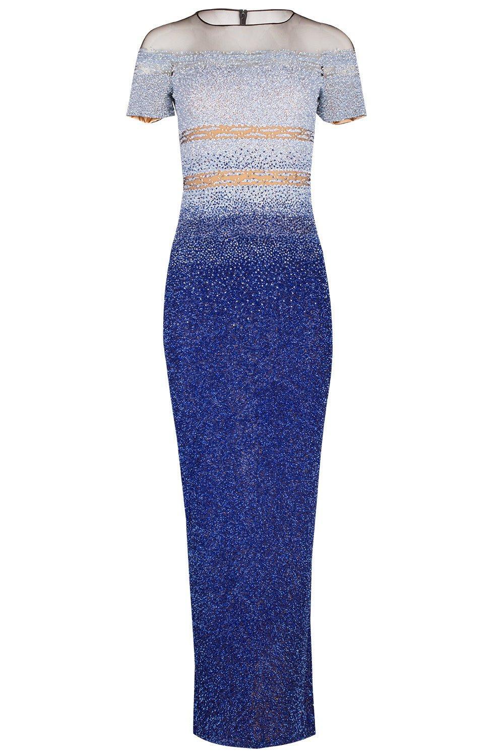 PAMELLA ROLAND-Signature Sequin Gown - Navy-