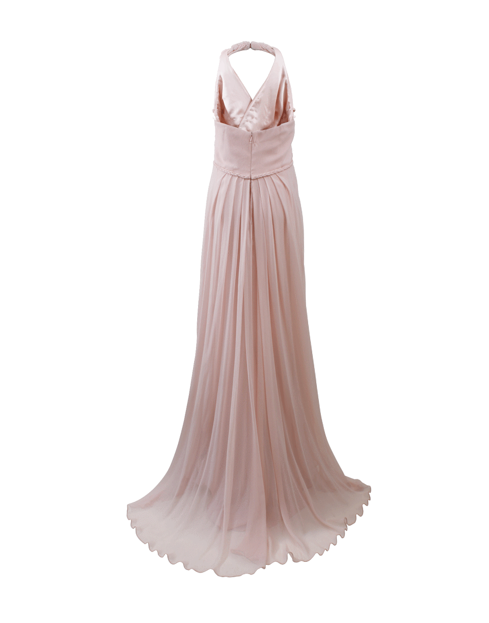 PAMELLA ROLAND-Halter Criss-Cross Bodice Gown-