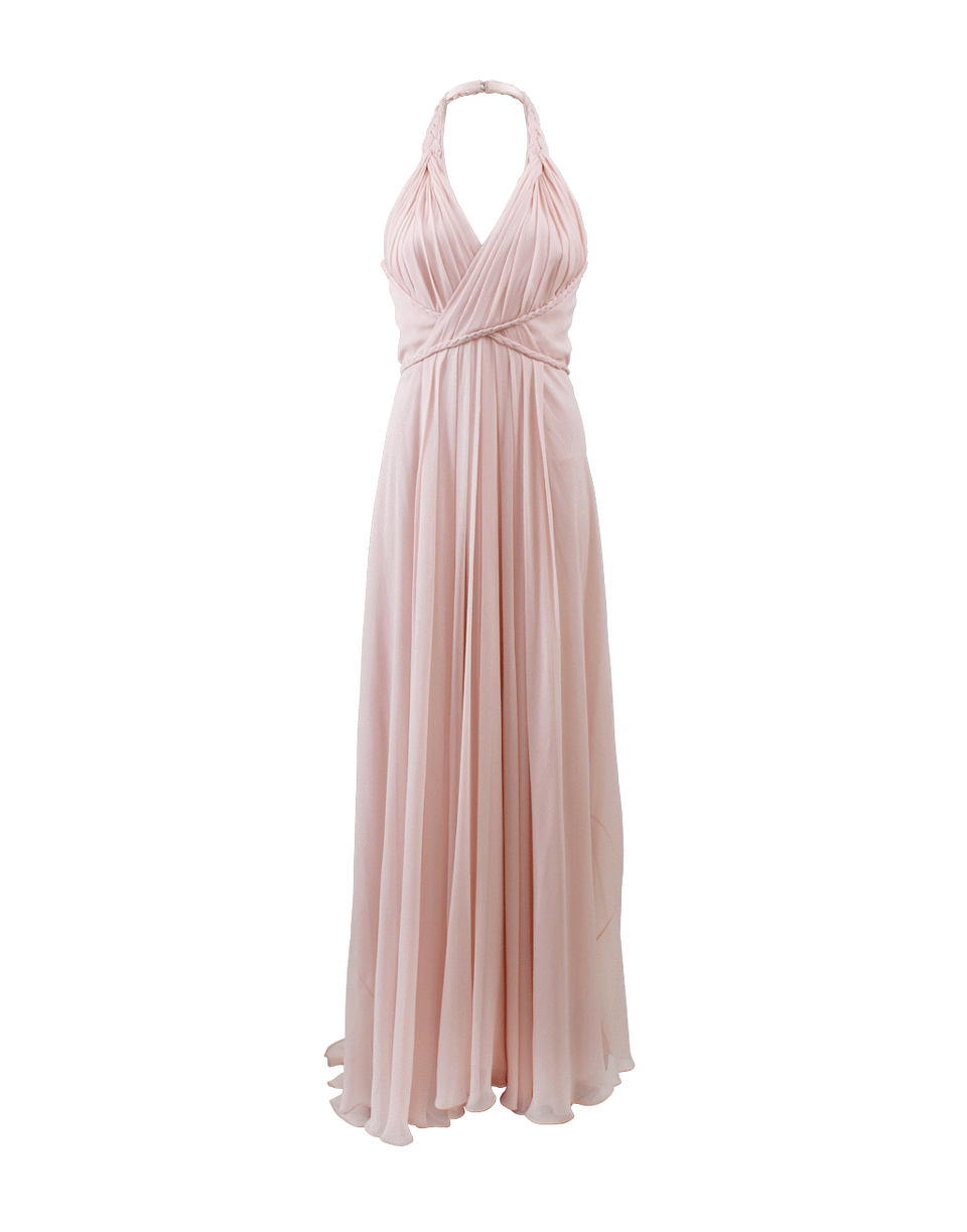PAMELLA ROLAND-Halter Criss-Cross Bodice Gown-