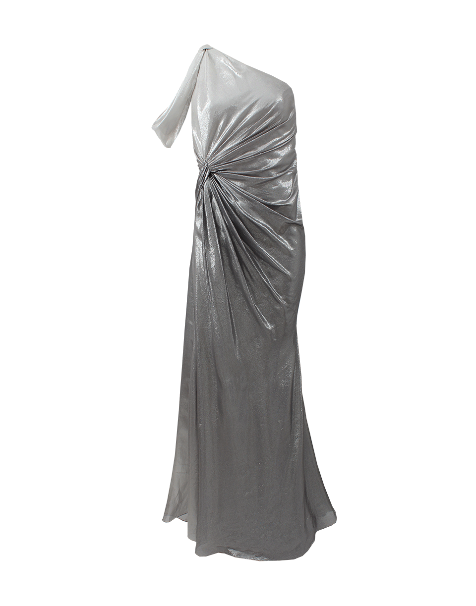 PAMELLA ROLAND-One Shoulder Metallic Gown-