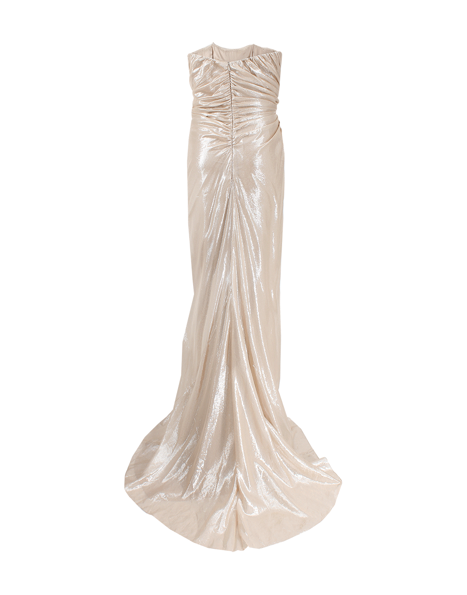 PAMELLA ROLAND-Waist Detail Strapless Gown-SLVR/CHA