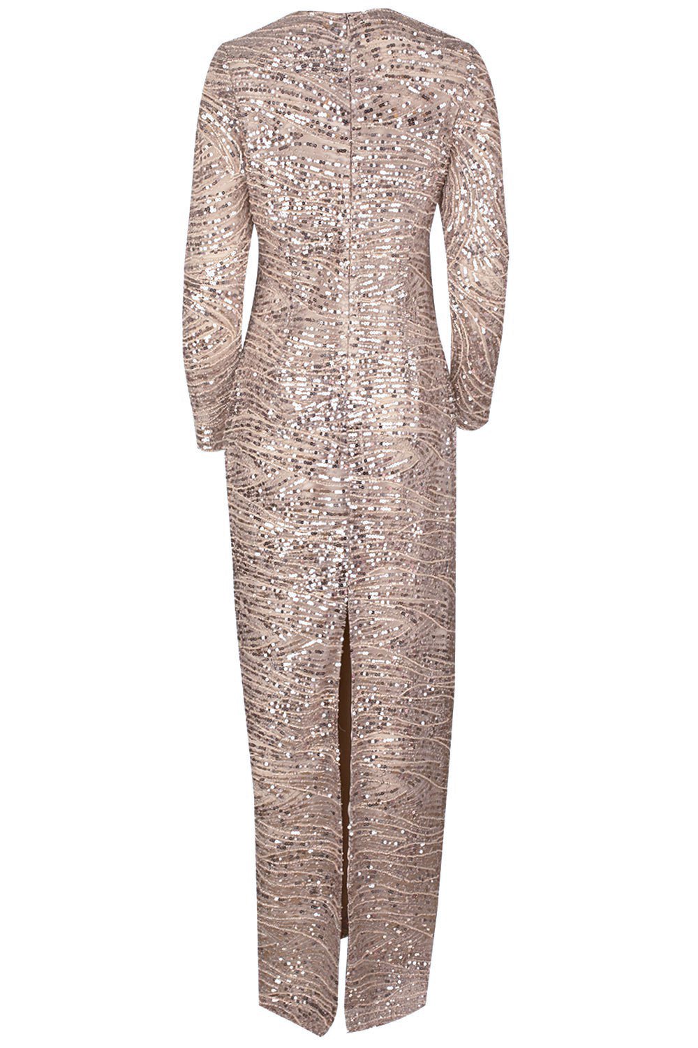 PAMELLA ROLAND-Long Sleeve Gown - Taupe-