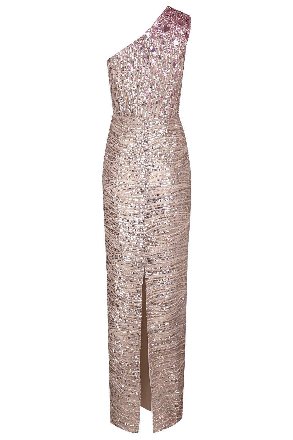 PAMELLA ROLAND-One Shoulder Gown - Taupe-