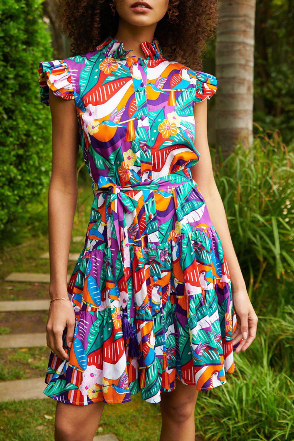 PAOLITA-Tropicana Ruffle Dress-