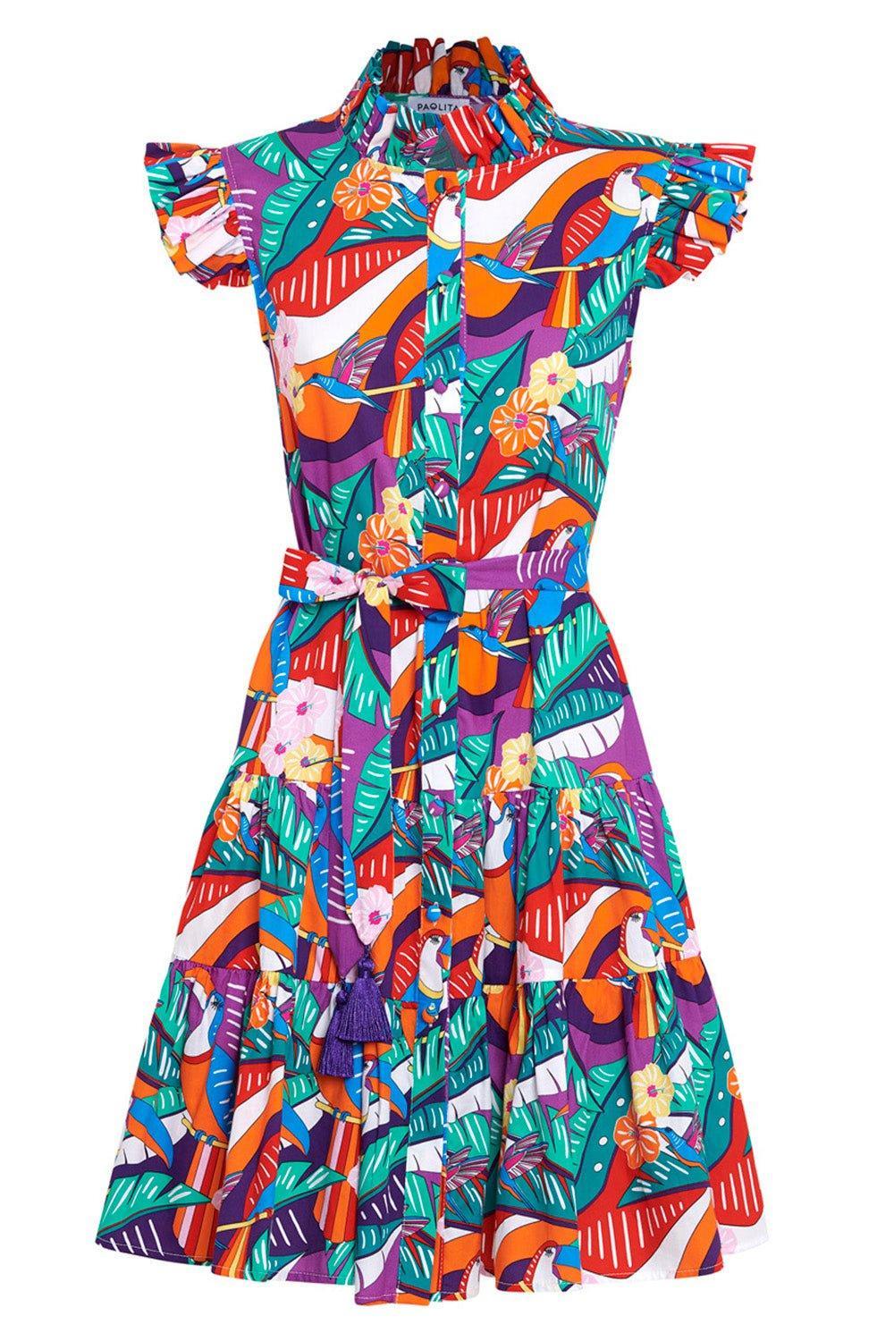 PAOLITA-Tropicana Ruffle Dress-