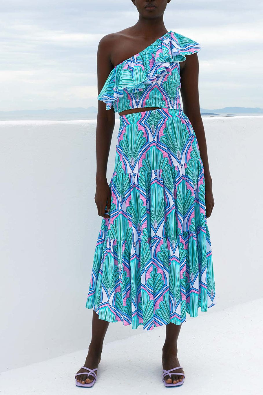 PAOLITA-Aura Ruffle Midi Skirt-