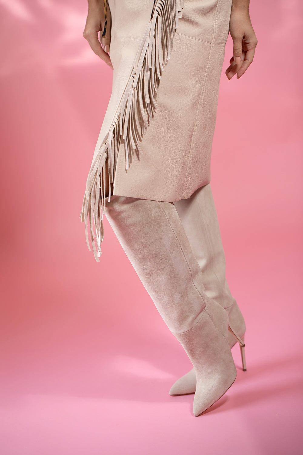 PARIS TEXAS-Stiletto Boot Heel - Angora-