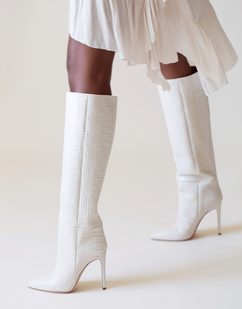 PARIS TEXAS-Moc Croco Tall Stiletto Boots-